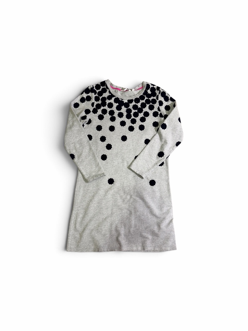 Boden Grey Long Sleeve Sweatshirt Dress Velvet Flower Applique Size 6R